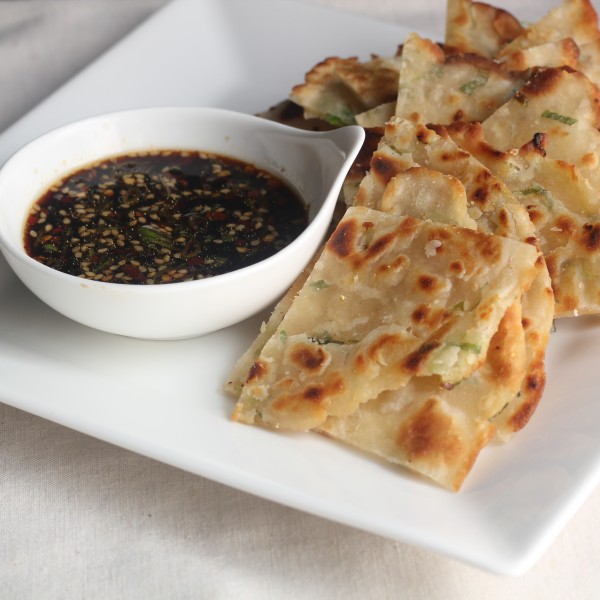 Green Onion Pancakes with Sesame Ginger Dipping Sauce